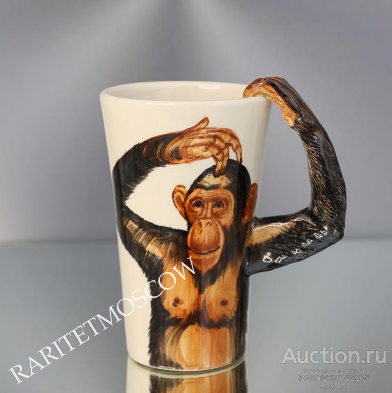 Кружка обезьяна шимпанзе чашка фарфор роспись 1