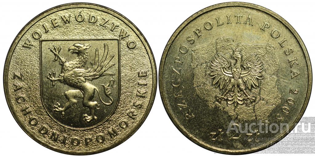 2 злотых 2005 Западно - Поморское воеводство UNC (арт 6979-25)