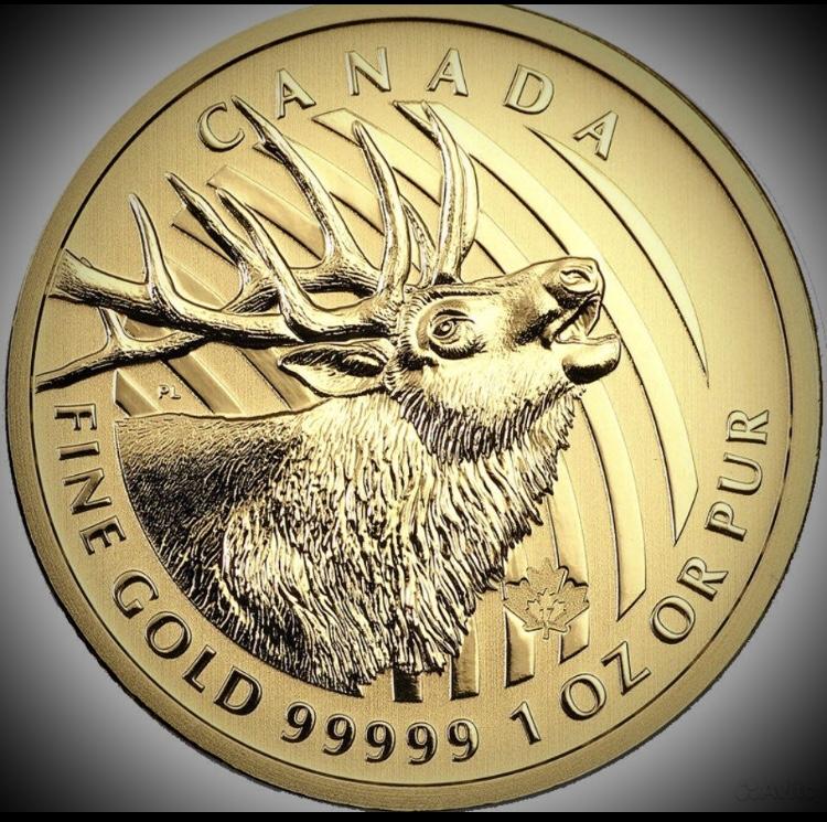 Канада 200 долларов .Олень 2017 год.1 унция 99999 проба.