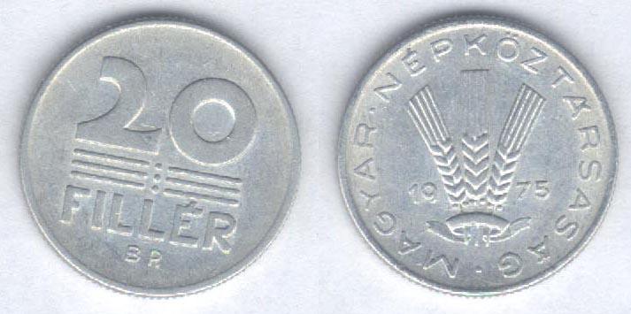 Монета Венгрия 20 филлеров 1975 г. XF