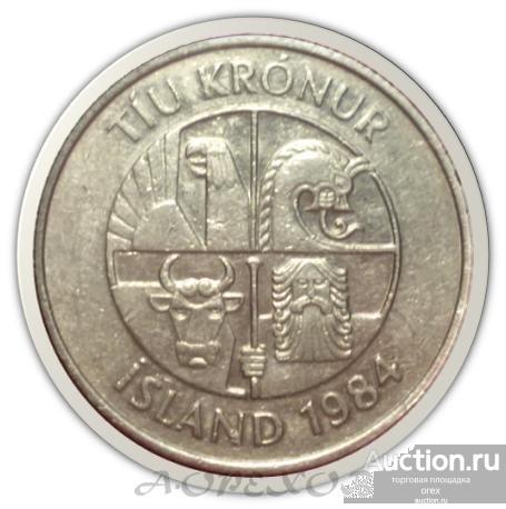 10 крон 1984 Исландия (холдер)