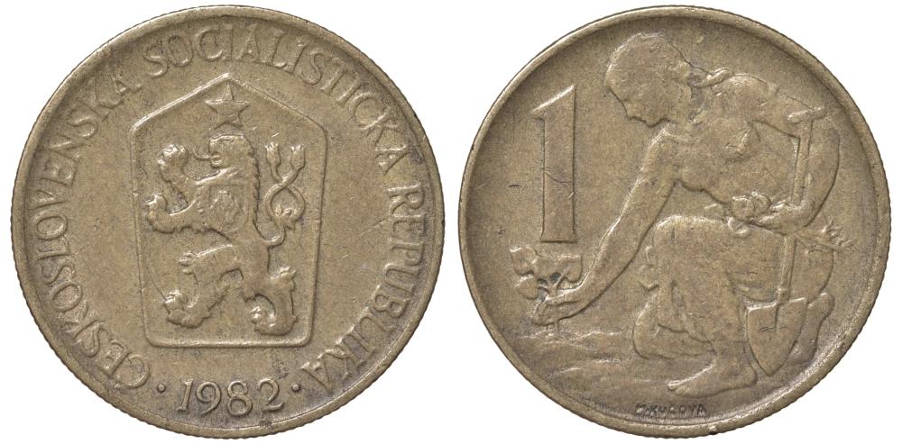 Чехословакия 1 крона 1982 09-341
