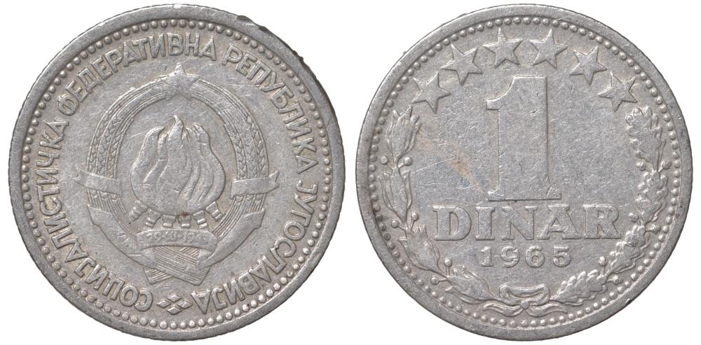 Югославия 1 динар 1965 09-114