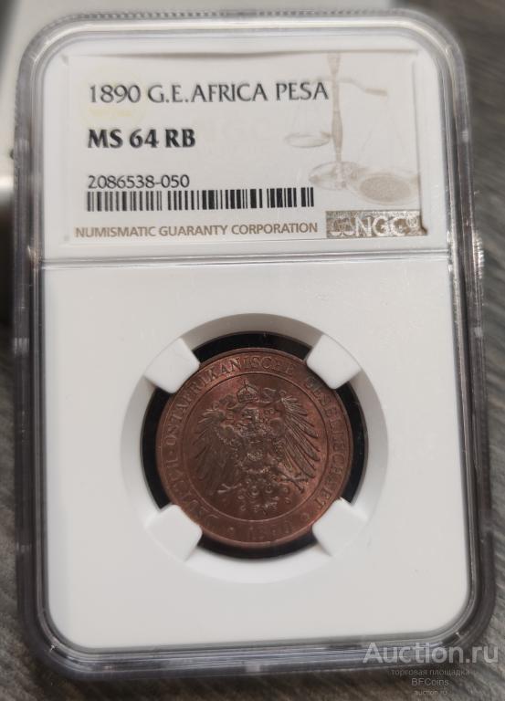 НЕМЕЦКАЯ ВОСТОЧНАЯ АФРИКА 1 ПЕСА 1890 NGC MS64RB