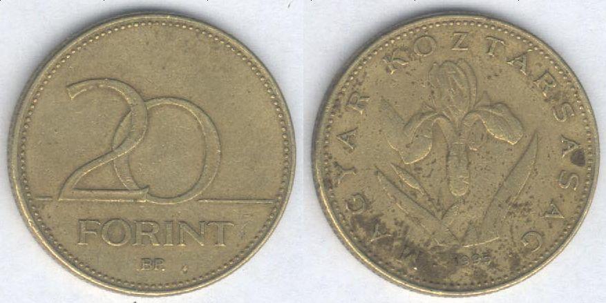 Монета Венгрия 20 форинтов 1995 г. VF-