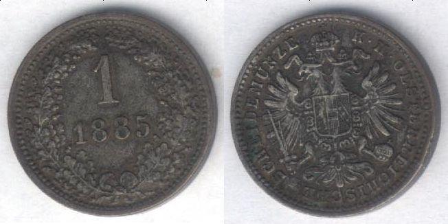 Монета Австрия 1 крейцер 1885 г. XF