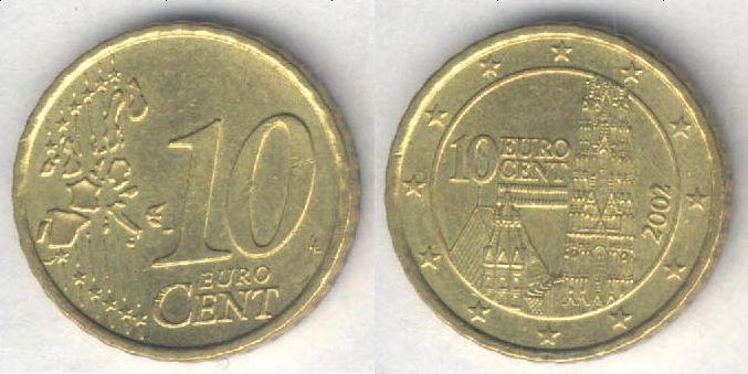 Монета Австрия 10 евроцентов 2002 г. XF