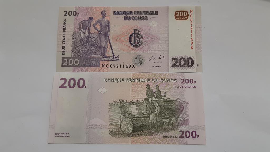 Купюра Банкнота Конго 200 франков 2013 Ф 109  Состояние Опт Пресс UNC
