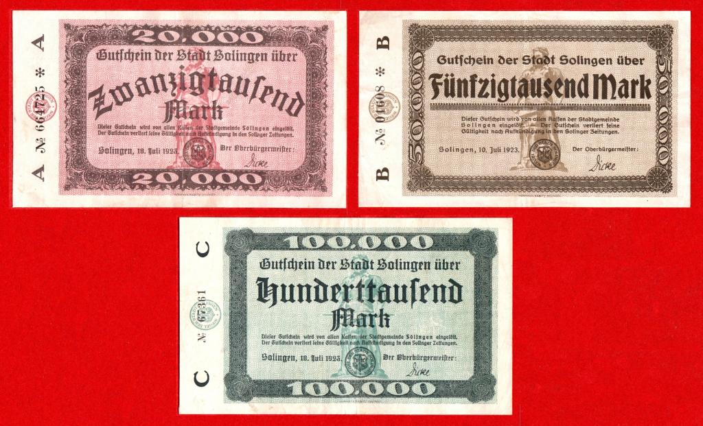 Германия, Золинген - Solingen, 20000, 50000, 100000 марок, 1923, A №  664725