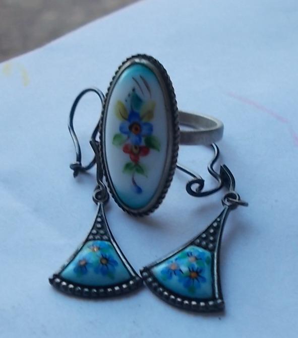 Финифть комплект серьги и кольцо