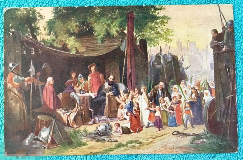 открытка ИСТОРИЯ ЧЕХИИ Гуситы дети военные доспехи живопись ЧИСТАЯ 156 