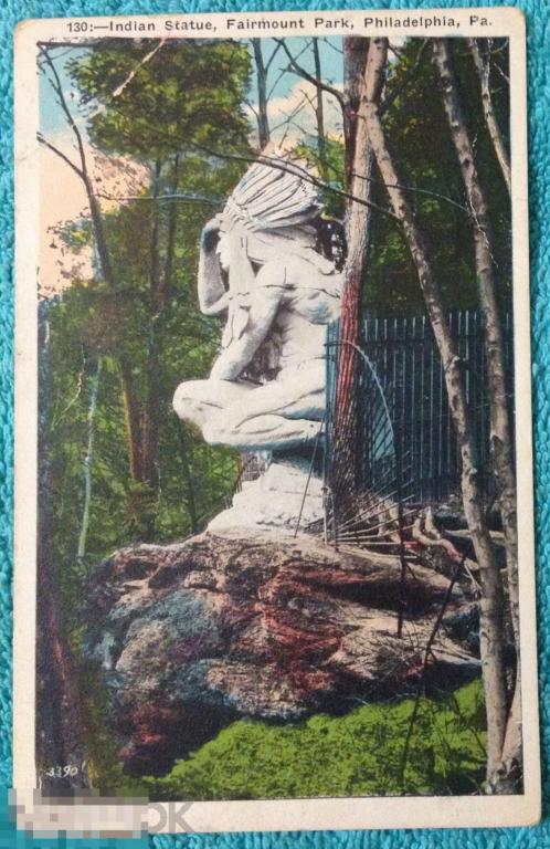 открытка статуя ИНДЕЕЦ Филадельфия США 1925 год 124 