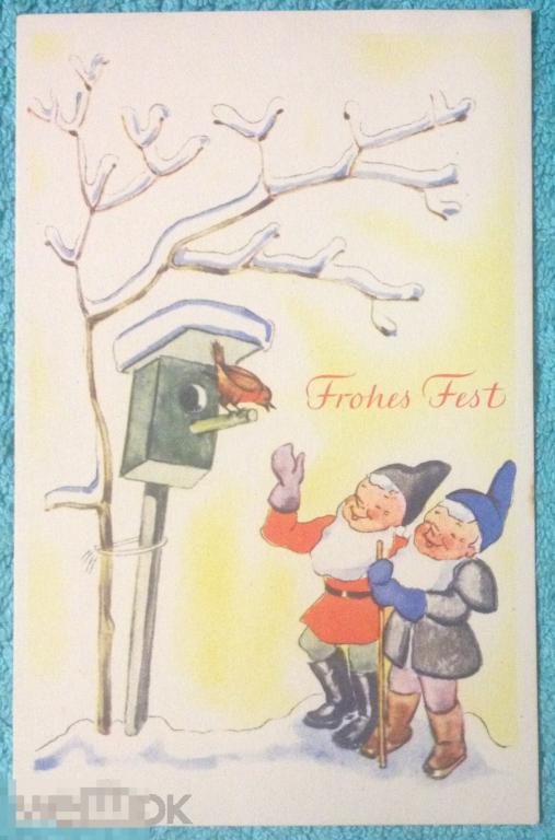 открытка С НОВЫМ ГОДОМ! чистая Германия гномы 076 