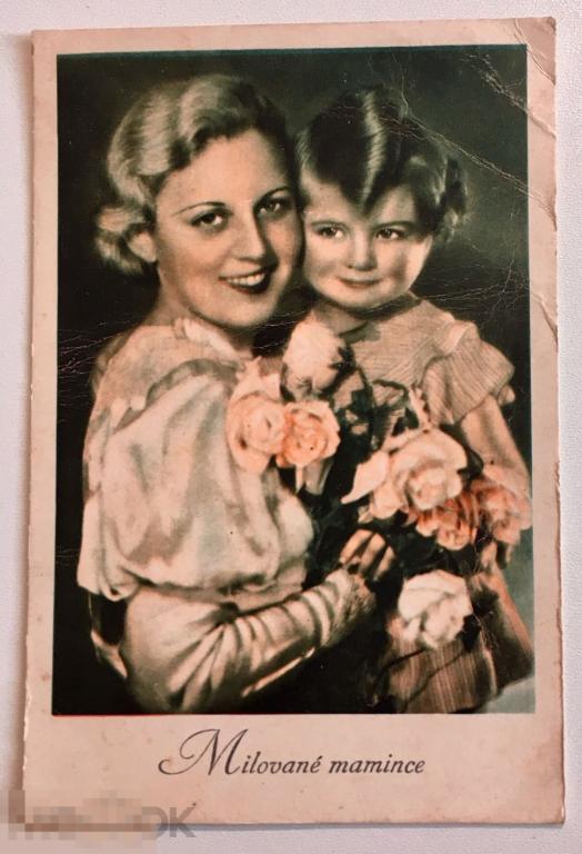 открытка портрет МИЛАЯ МАМОЧКА ребёнок девочка женщина Мама цветы Чехия ЧИСТАЯ 164 