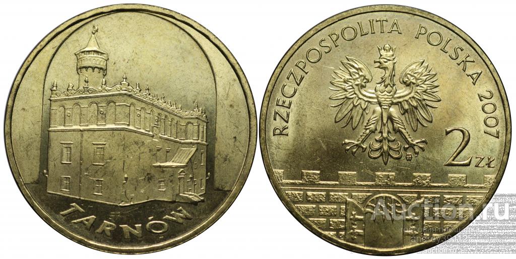 2 злотых 2007 Тарнув UNC (арт 6979-77)