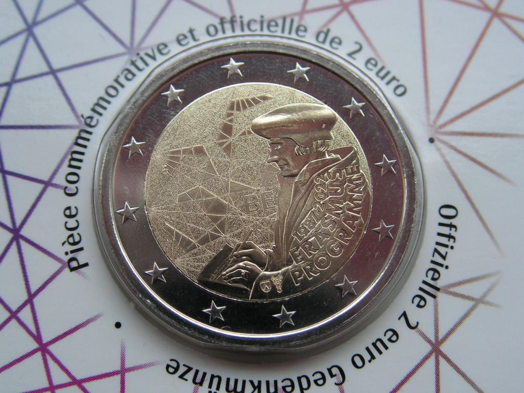 Бельгия 2 евро 2022 35 лет программе Эразмус unc / французский коинкарт / 575
