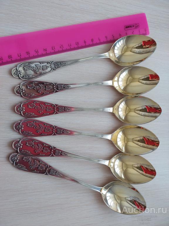 ЛОЖКИ СССР 5 ЮММЕТ мельхиор длина 18 см цена 6 штук
