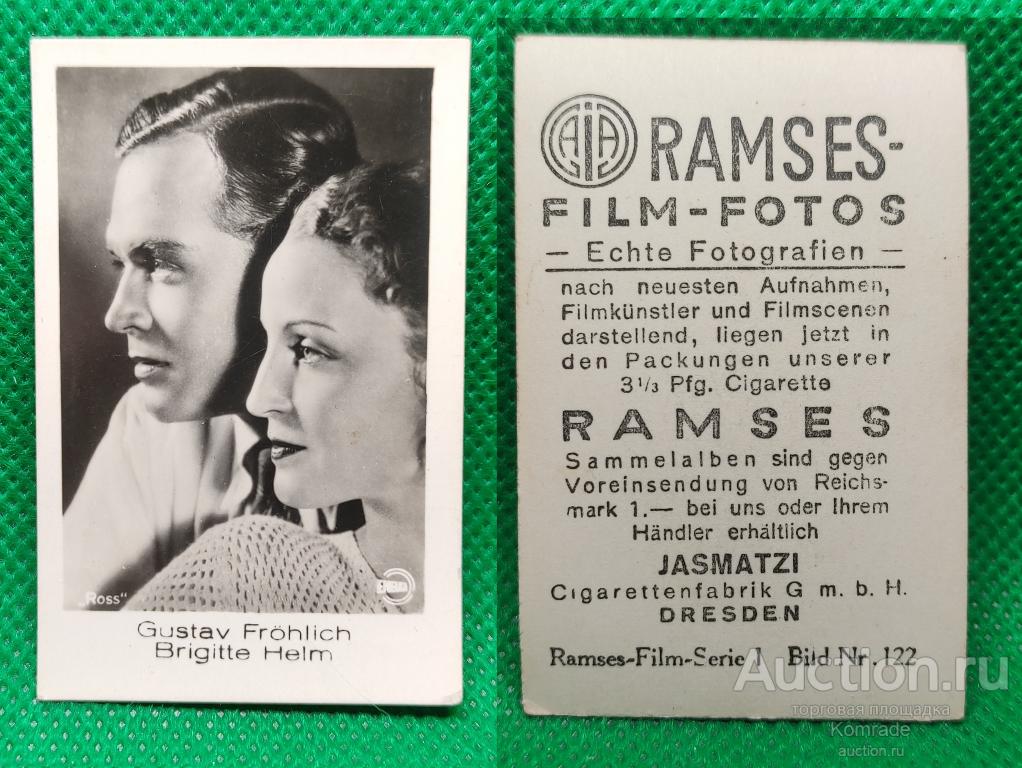 Сигаретный вкладыш альбом RAMSES Артисты / Актеры театра кино Gustav Frohlich Brigitte Helm Германия