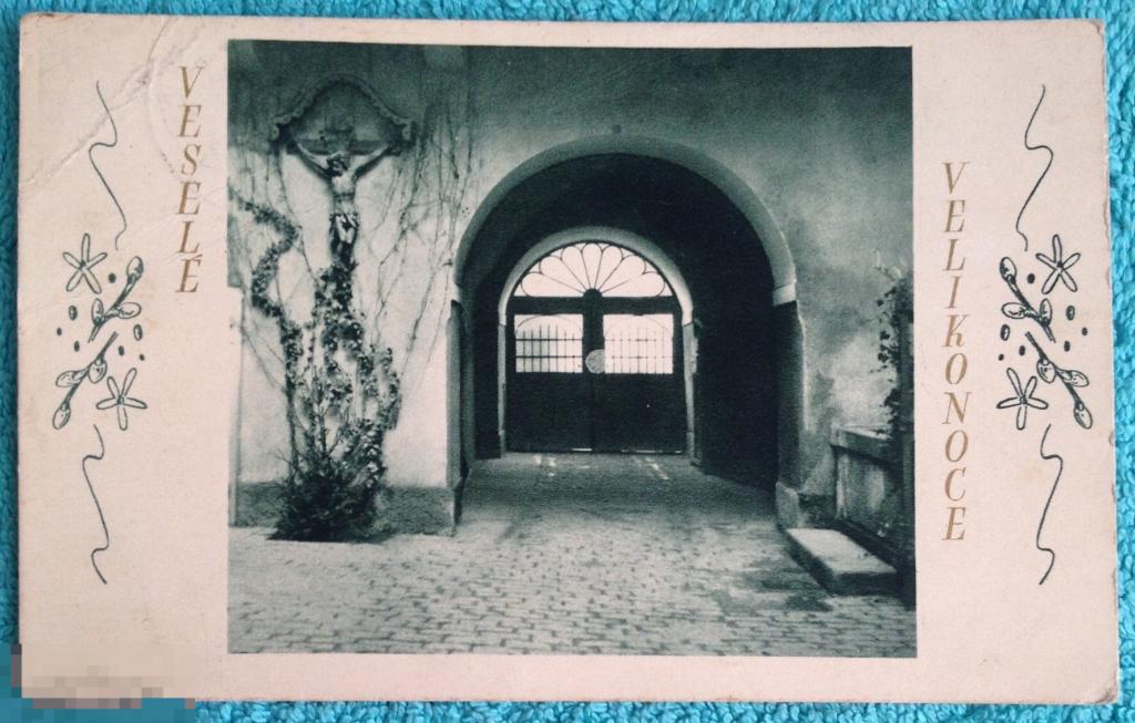 открытка ПАСХАЛЬНАЯ арка Распятие крест 1938 год  070 