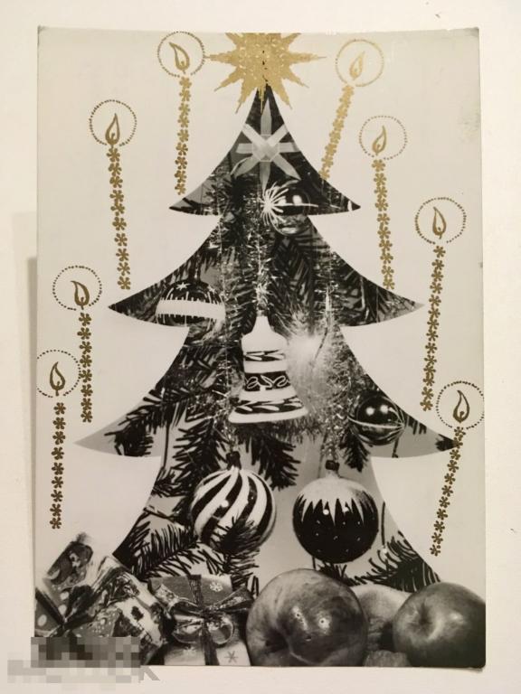 открытка С РОЖДЕСТВОМ С НОВЫМ ГОДОМ ёлочные игрушки Чехия 1972 год 179 