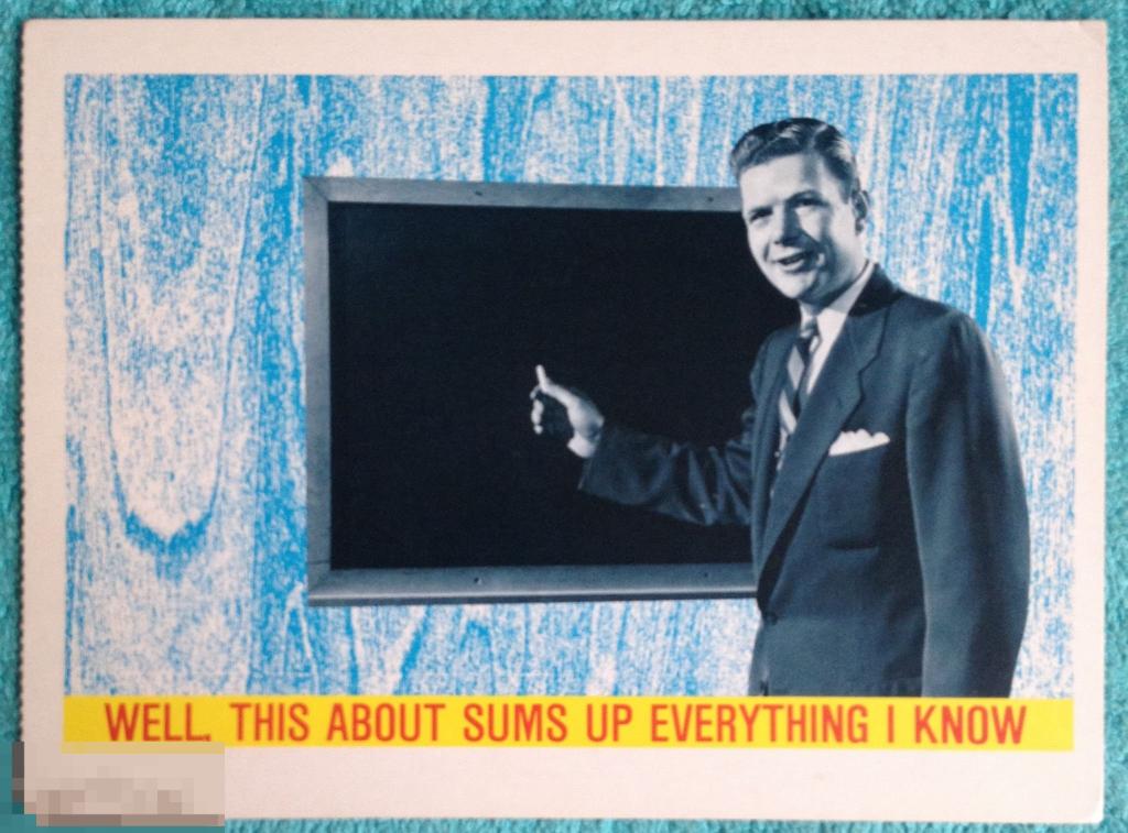 Открытка ШКОЛЬНАЯ ДОСКА мужчина в костюме юмор США чистая Р3 