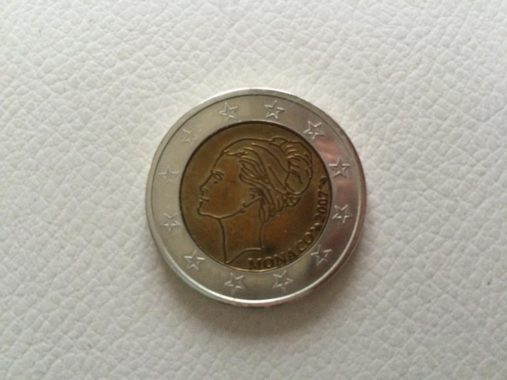 Монако 2 евро Грейс Келли 2007г.Официальная копия знаменитой монеты.