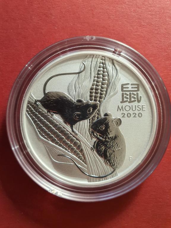 2 доллара 2020 Год крысы Лунар  Серебро 2 Oz Австралия