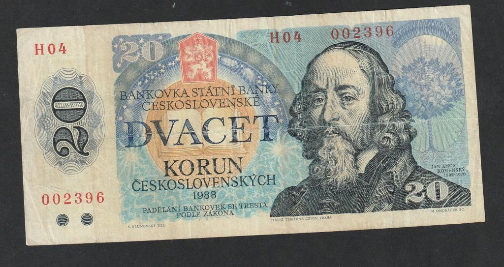 Чехословакия, 20 крон 1988 года