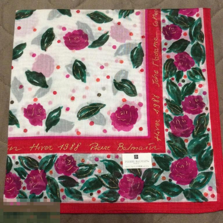 Винтаж ПЛАТОК PIERRE BALMAIN оригинал 100% хлопок Япония 42х42 см розы 