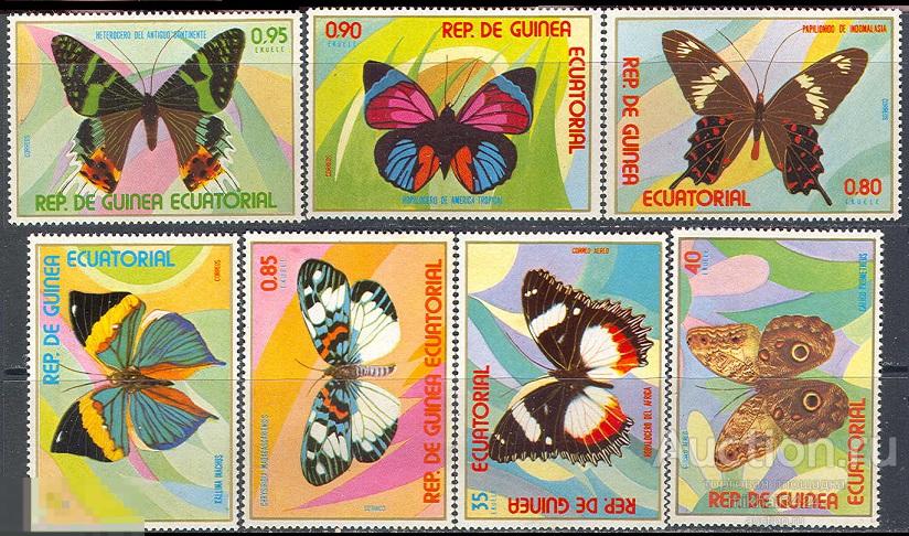 1978 ✅ Фауна Насекомые Бабочки 1976 Гвинея Экваториальная 7м п/с ** 3,6МЕ