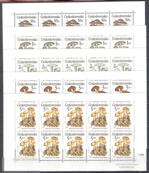 М1707 ✅ Флора Грибы Fungi 1989 Чехословакия 10п/с 5м/л ** 50МЕ