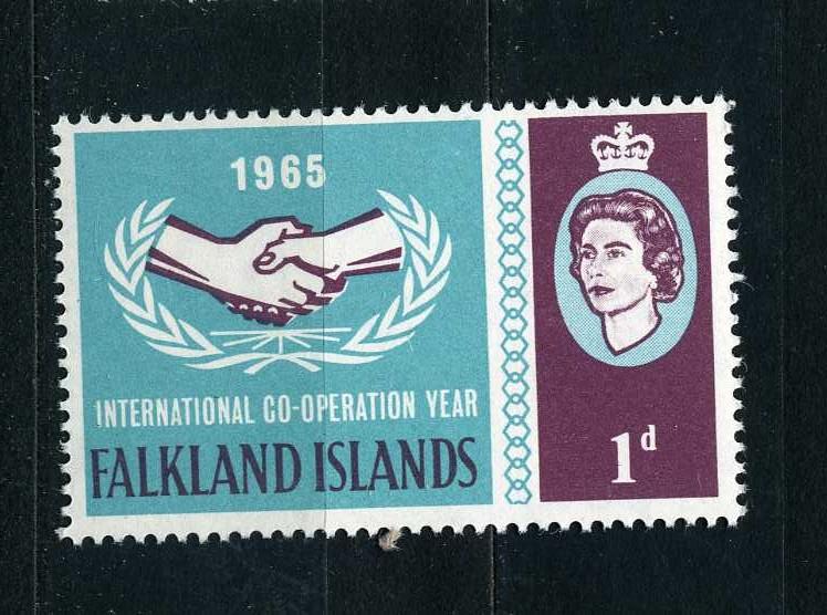 Фолклендские о-ва. Год международного сотрудничества. Королева Елизавета II. 1 марка. 1965.**
