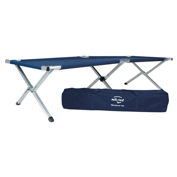Складной шезлонг MIL-TEC® U.S. с алюминиевым каркасом в упаковке синего цвета