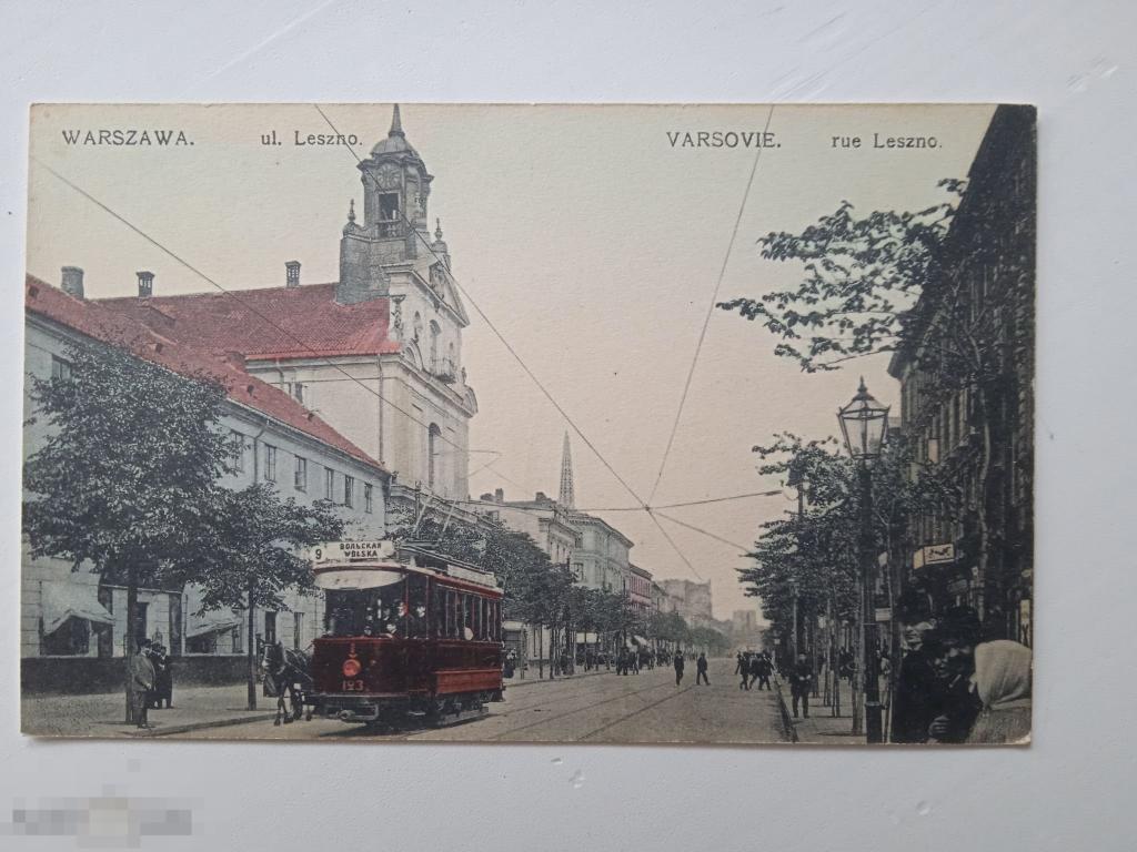 Варшава ул. Лешно. Трамвай 9 Вольская.Polska. Warsawa, ul. Leszno. Nakl. Chlebowski 31 