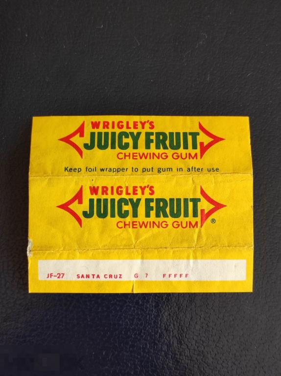 Обёртка от пластинок WRIGLEYS  JUICY FRUIT жвачка жевательная резинка обертка этикетка фантик 