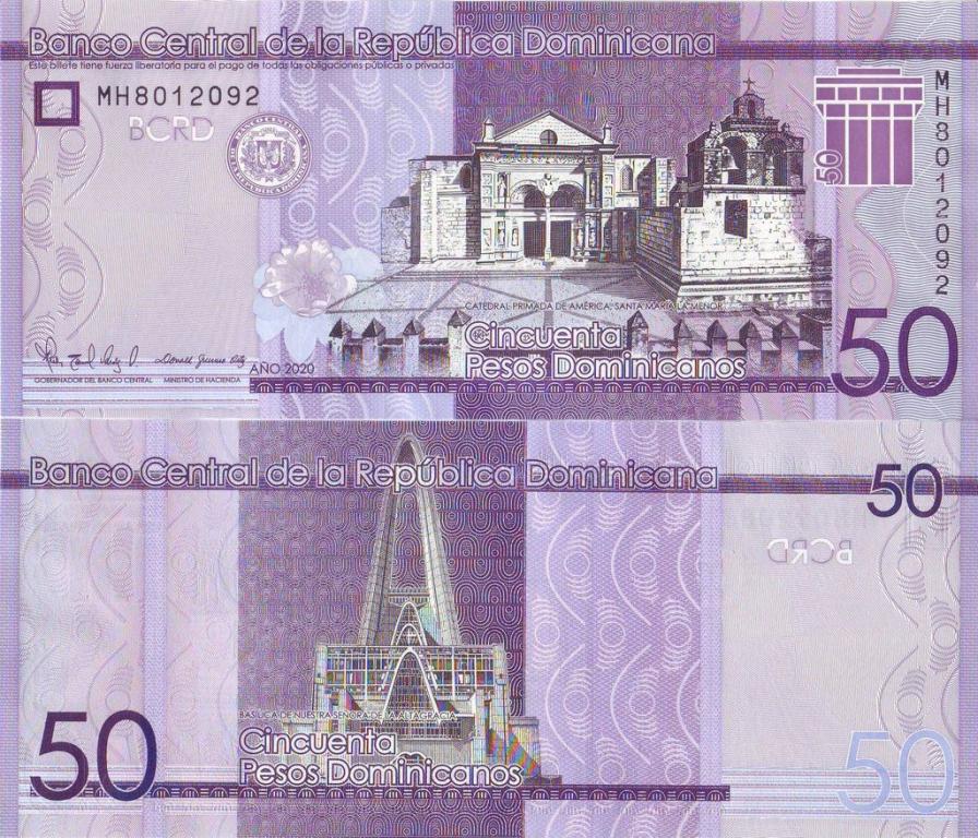 Доминиканская 50 песо 2020 P189f пресс unc