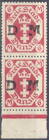 С6540 ✅ Стандарт Геральдика Гербы Надпечатки 1922 Данциг Германия 1+1м ** 51,2МЕ ОШИБКА