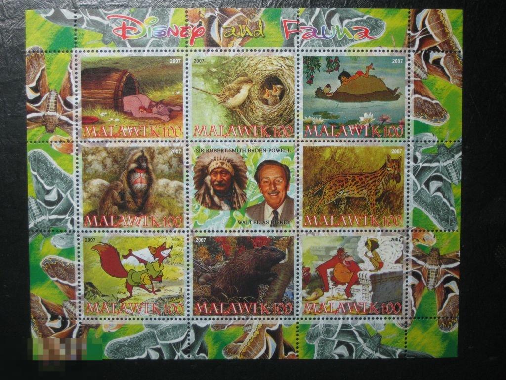 Малави 2007 квартблок Дисней Фауна мультипликация 