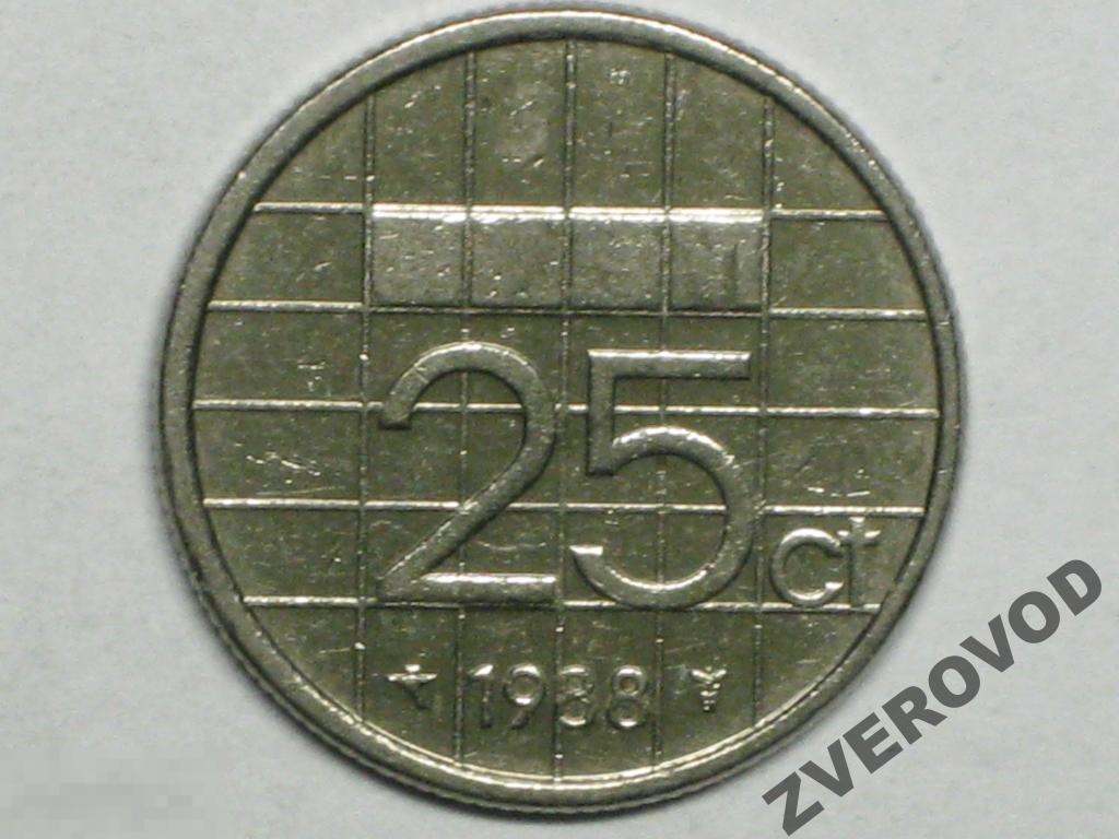 Нидерланды 25 центов 1988 