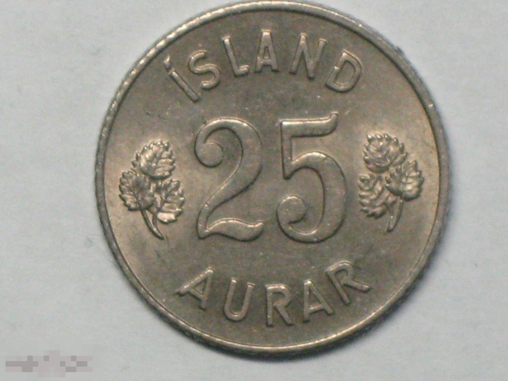 Исландия 25 аурар 1965 