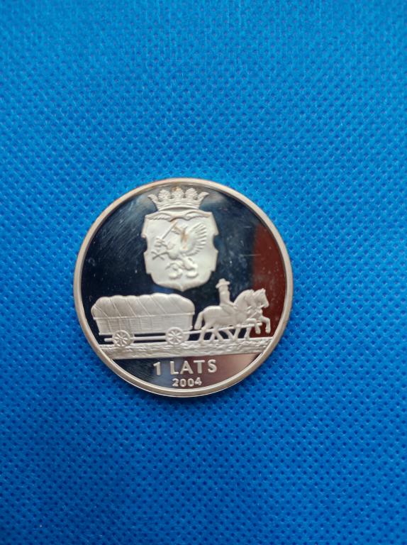 Латвия 1 лат 2004 Видземе. Серебро. Пруф. Тираж 5000 шт.