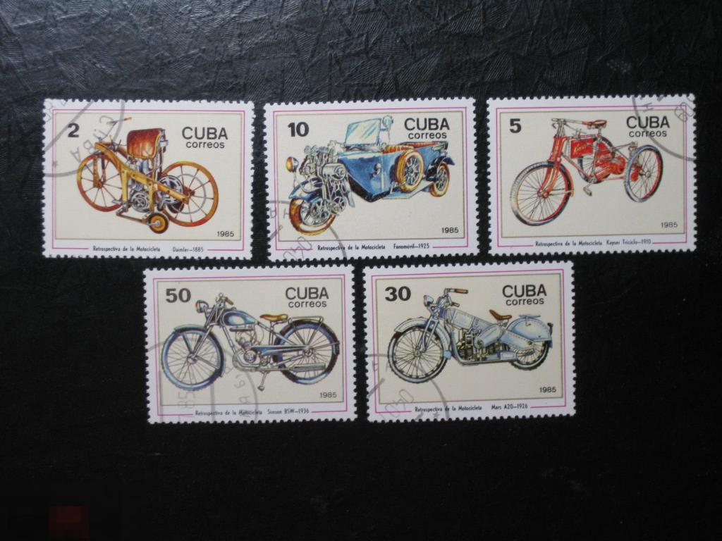 Куба 1985 Транспорт Мотоциклы полная серия 5 марок 