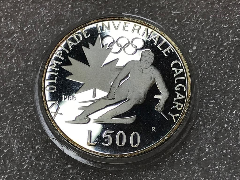 Сан-Марино 500 лир 1988 Серебро XV зимние Олимпийские Игры Калгари ПРУФ