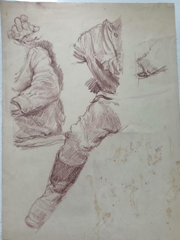 Горб В.А. (1903-1988) "Наброски частей тела военного к картине"