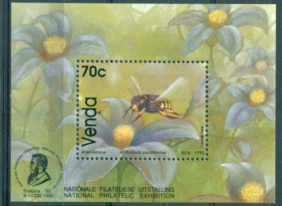 Венда 1992 г. блок Пчела надпечатка Филвыставка негашеная**