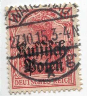 1915 Германия Русская Польша Оккупация 10пф .гаш
