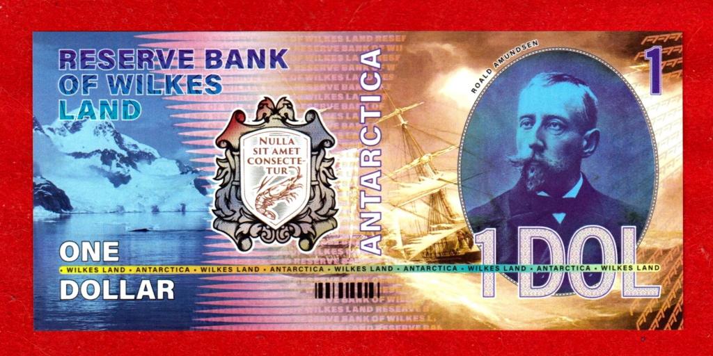 Антарктика, Земля Уилкса, 1 доллар, 2021, Роальд АМУДСЕН, ПОЛИМЕР, ГОЛОГРАФИЯ, UNC