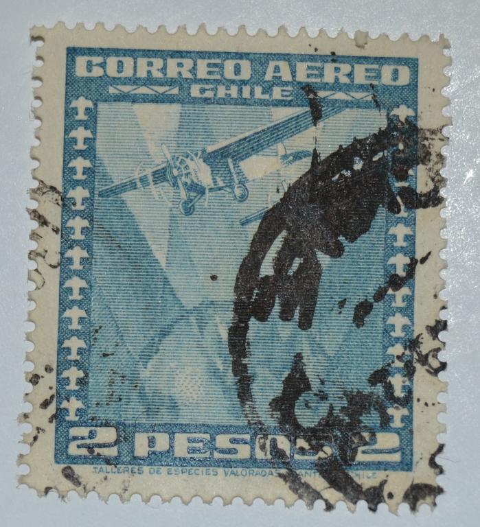 Чили 1934 год Авиация Самолет над земным шаром Гаш
