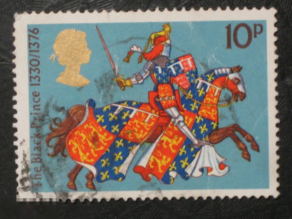 Великобритания 1974 Рыцари Черный принц конь марка 0.10 