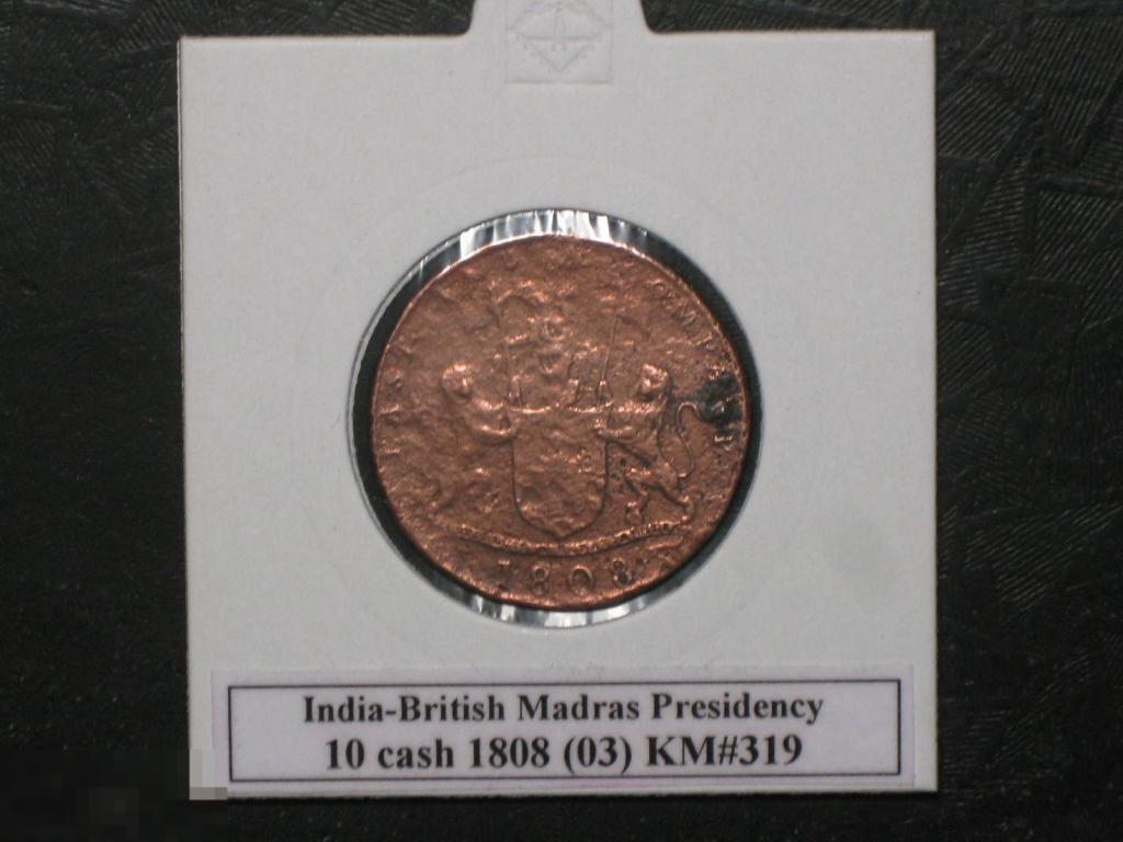 Индия Британская Мадрас 10 кэш 1808 (х) 